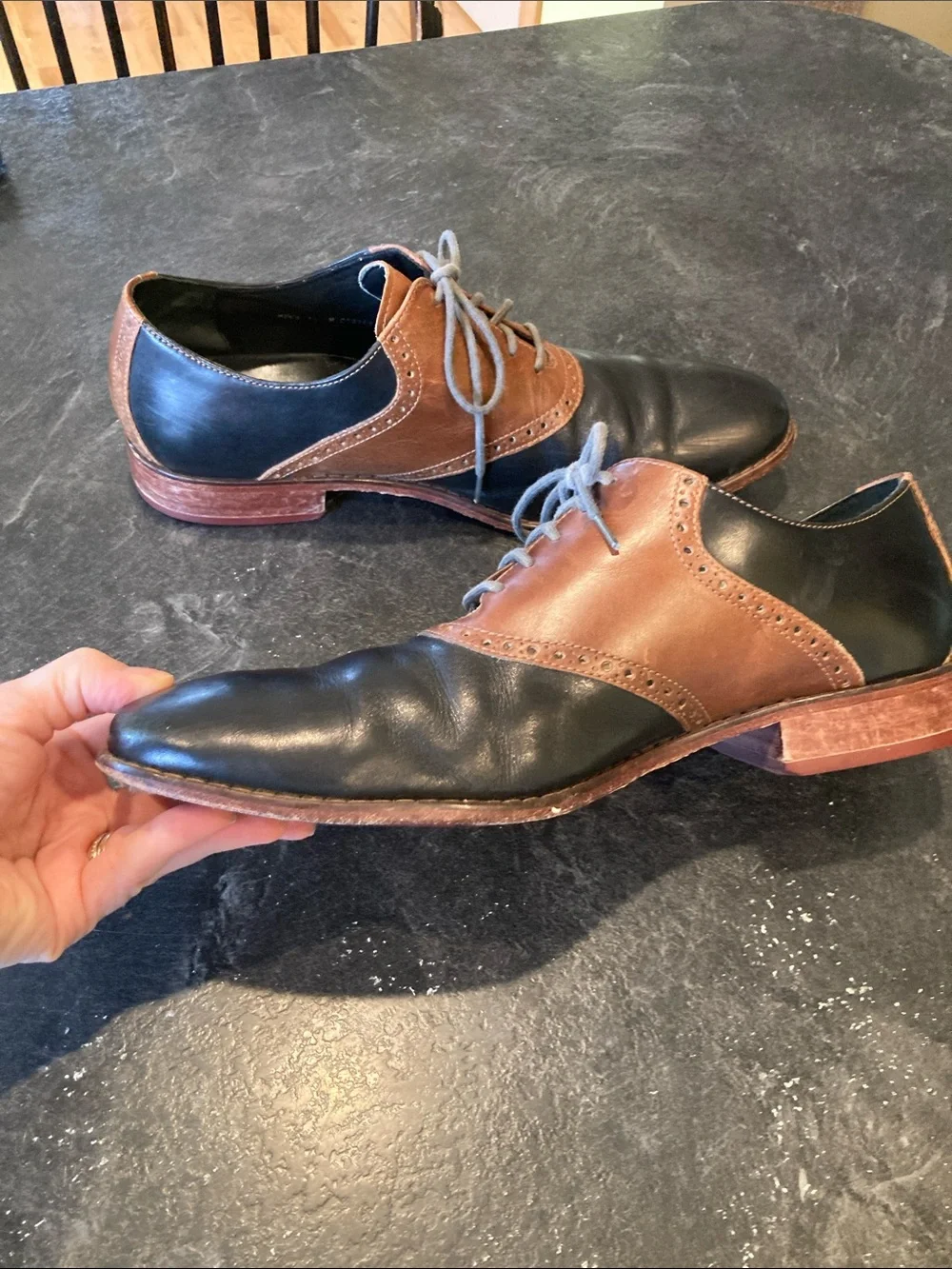 Men Cole Haan black brown leather Oxford shoes size 13
